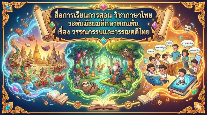 สื่อการเรียนการสอน วิชาภาษาไทย ระดับมัธยมศึกษาตอนต้น เรื่อง วรรณกรรมและวรรณคดีไทย ที่มา : ภาษาไทยนะน้องนะ